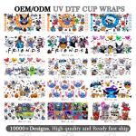 UV DTF Cup Wrap Transfers For Glass Tumblers Halloween Cup Stickers Design