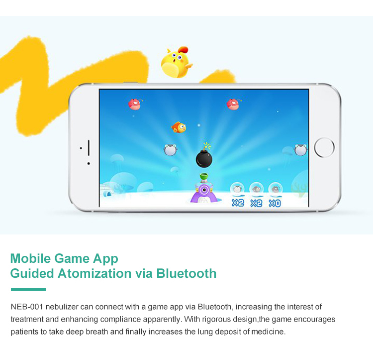 Game App Guided Intelligent Mesh Nebulizer Battery Operated Nebulizer For Kids