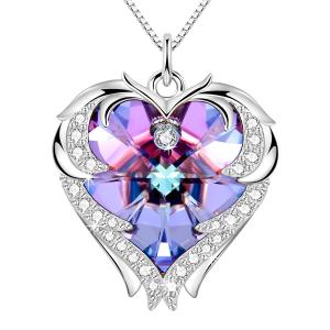 Quality Purple Sterling Silver Heart Pendant Necklace wholesale