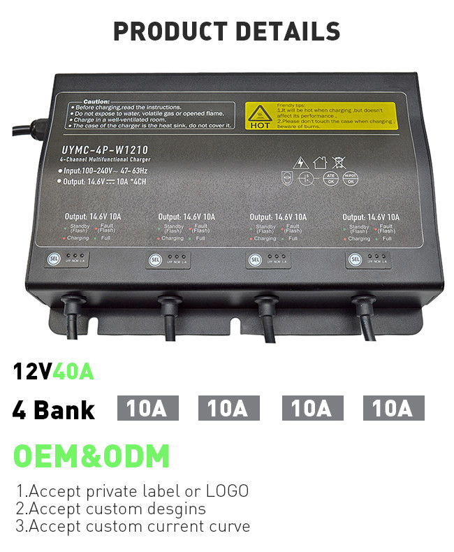 Portable 4 bank marine Waterproof Battery Charger with Multiple Interfaces 2