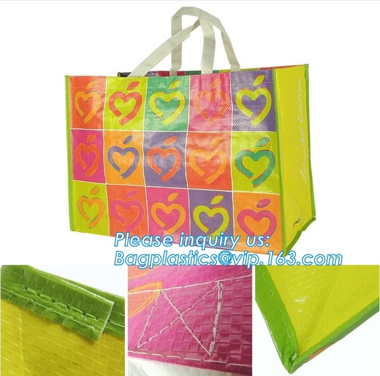 Fashion WaterProof PP Woven Laminated Handle Shopping Bag,fashion laminated reusable pp woven big shopping woven bag