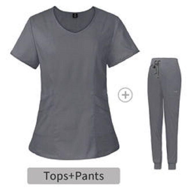 Unisex Hospital Scrub Suit Plus Size Custom Logo Stretch Solid Color