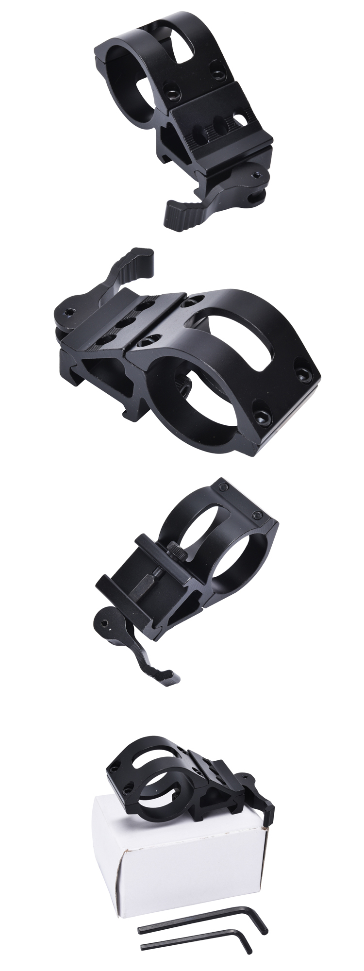 Quick Detachable Scope Mount 30mm Offset Ring for 21mm Side Mount in Matte Black