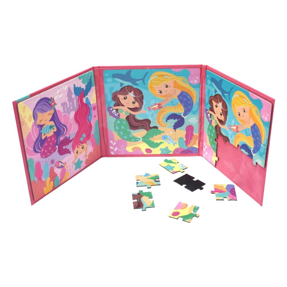 Children Preschool Books Foldable Puzzle Game Books With Magnetic Stickers