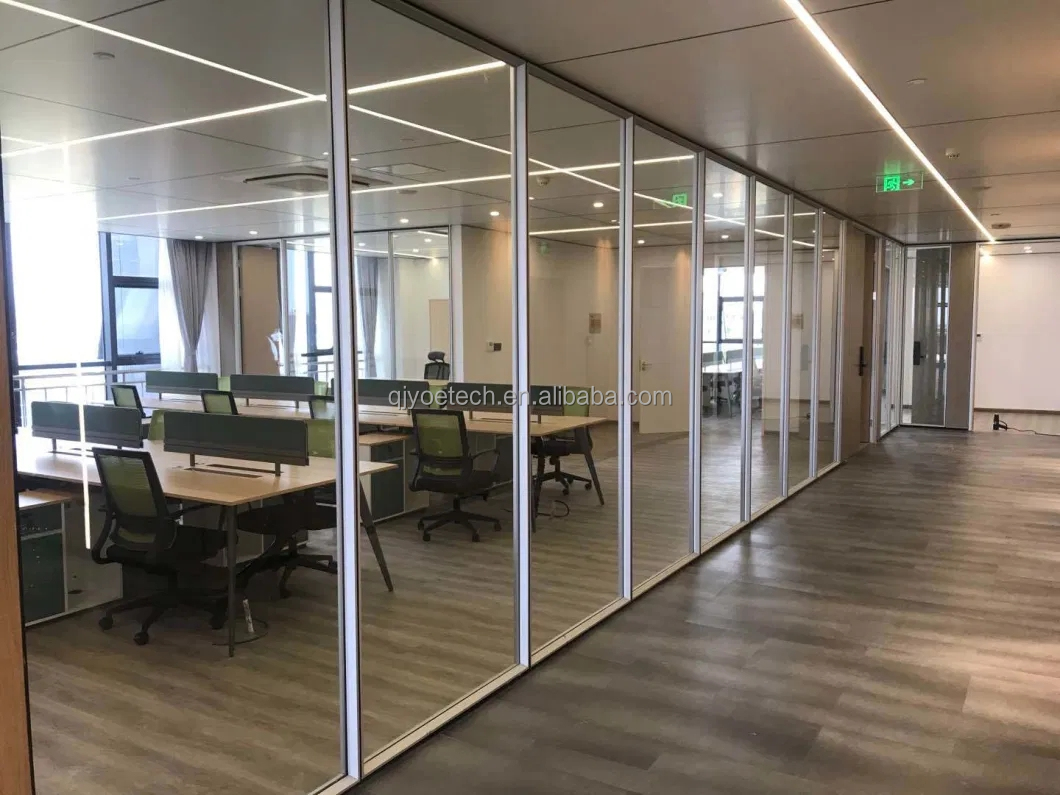 Home Office Full Height Soundproof Glass Wall Office Partition with Blind and 2mm-19mm Thickness