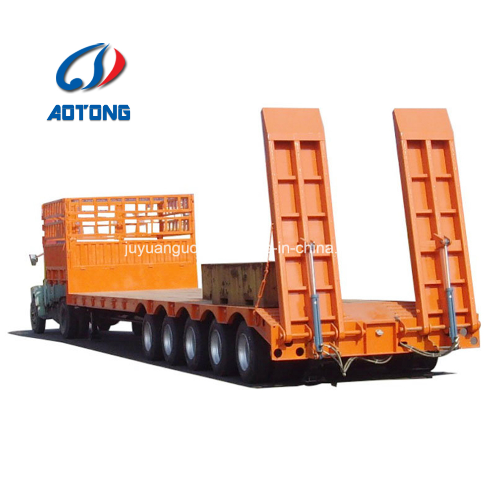Heavy Load Gooseneck Lowboy Semi Trailer for Excavator Transport 3 Axles 4 Axles 12m 15m