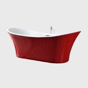 Quality Full Body Soaking Red Acrylic Slipper Bathtub Free Standing For Bathroom 1800mm wholesale