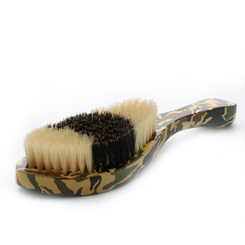 Customized Logo Two Color Boar Bristle Wave Brush For Men'S Hair Styling