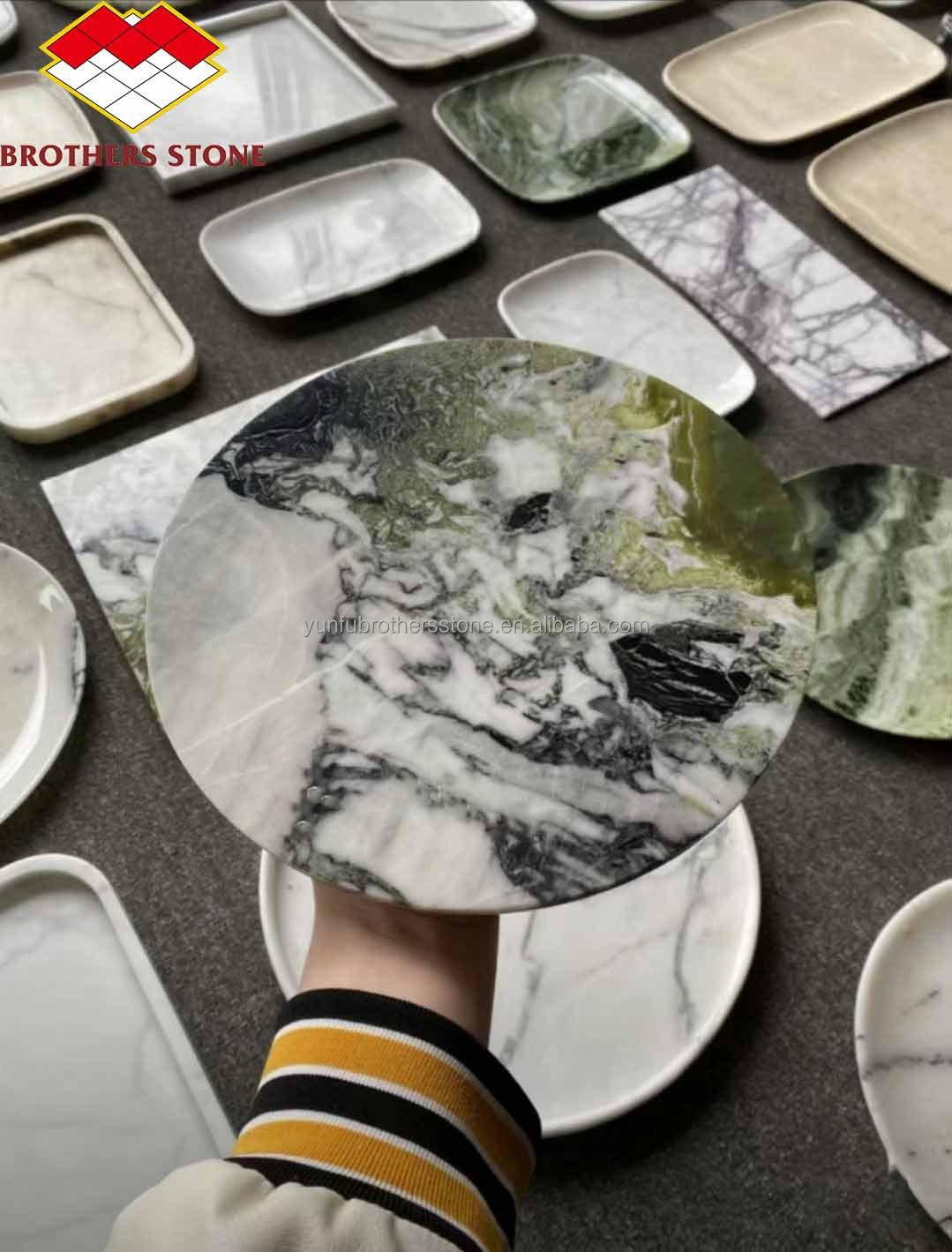 2024 Hotel Marble Cut-To-Size Dining Set with Modern Marble Pattern Plates and Bowls