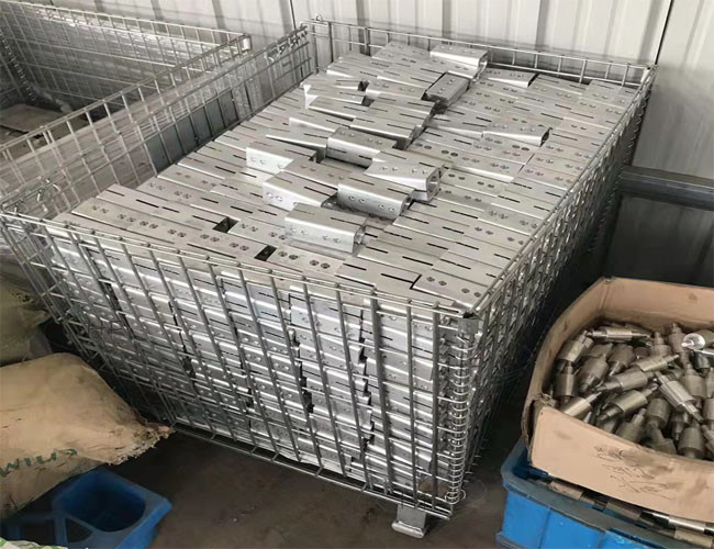Logistics Express Sorting Storage Metal Pallet Cage Belt Pulley Foot Movable