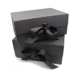 Luxury Rigid Paper Gift Box , black foldable box 1200 greyboard wrap black or