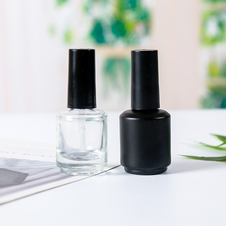2025 Empty 8ml 15ml Brown Glass Round Nail Polish Bottles With Cap and Fan Brush for Nail Art Hot Stamping Graphic Design
