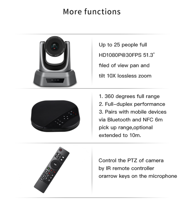 Va3000e 10X Zoom Video Conference Kits HD Video Audio Conferencing System Business Video Conference Camera