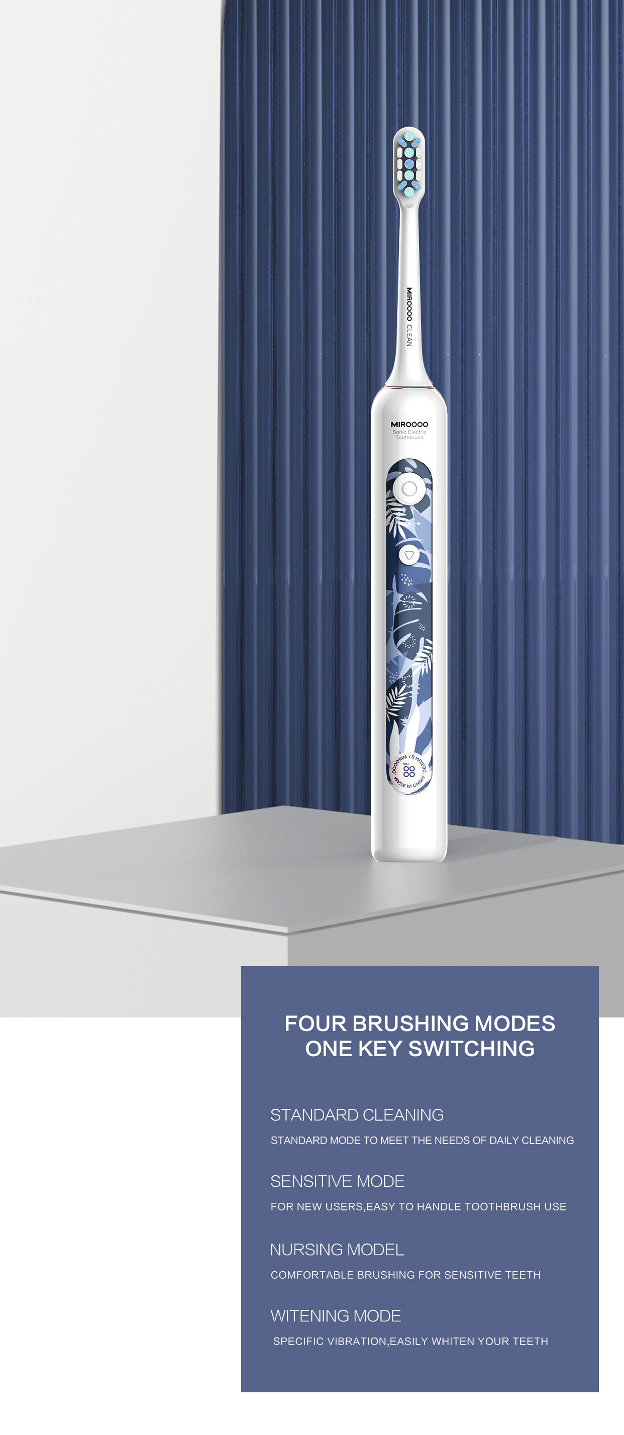 Eco Friendly Rechargeable Electric Toothbrush Waterproof IPX7 42000 VPM