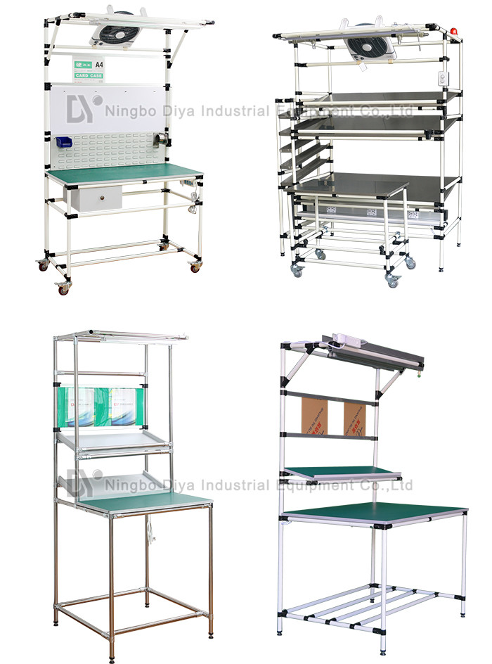 Double Side Production Industries Workbench , Assembly Line Pipe Work Table For Workshop