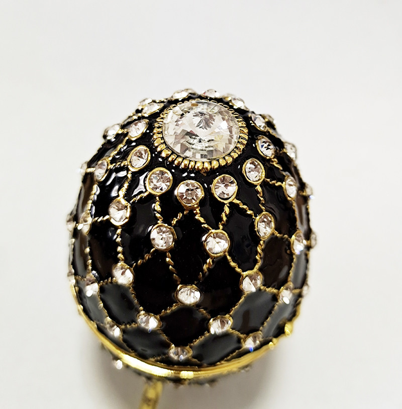 Luxury Faberge Easter Egg Decorative Earring Ring Trinket Holder Box Hand Painted Faberge Egg Style Hinged Jewelry