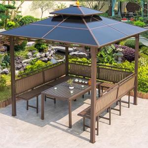 Quality Outdoor Hardtop Gazebo Patio Galvanized Steel Double Roof Permanent Canopy wholesale