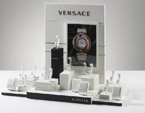 Quality Various Wrist Watch Display Stand Glossy White Wooden Display 650*380*400 mm wholesale