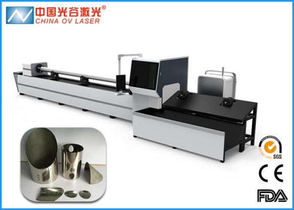 Square Tube Cutting Machine , Oval Rectangular Round Cnc Tube Cutter Fiber 2KW