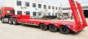 Quality Steel Material 60T -70T Heavy Duty Semi Trailers Low Bed 3 Axles 12R22.5 / 12R20 Tire wholesale