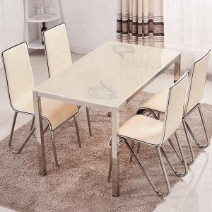 Quality Powder Coating Glass Top Dining Room Table , Glass Dining Table And 4 Chairs wholesale