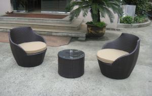 Quality Dark Brown Resin Wicker Obelisk Chair , Rattan Bullet Sofa Set wholesale