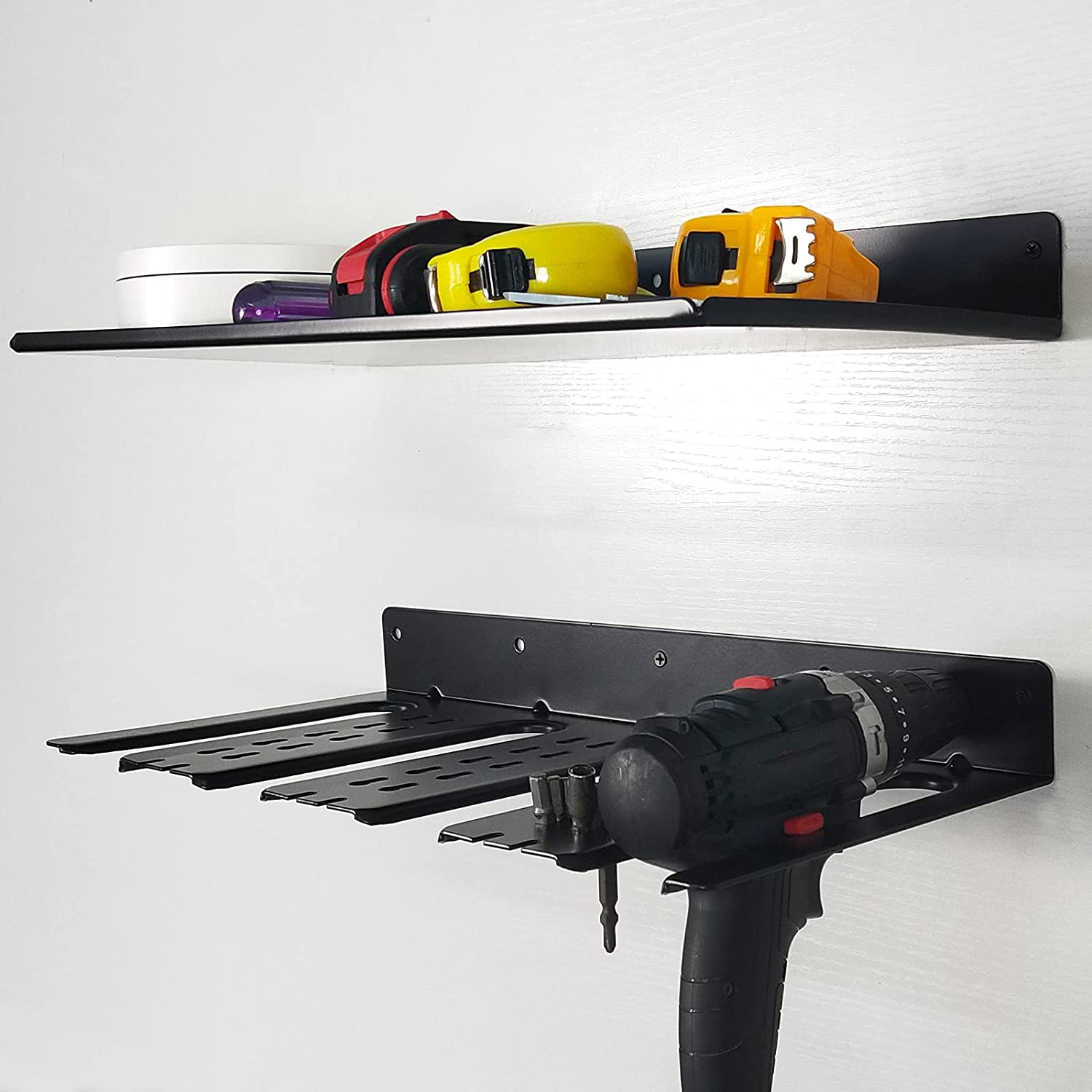 Keep Your Power Tools and Drill Bits Organized with This Heavy Duty Steel Wall Mount Shelf