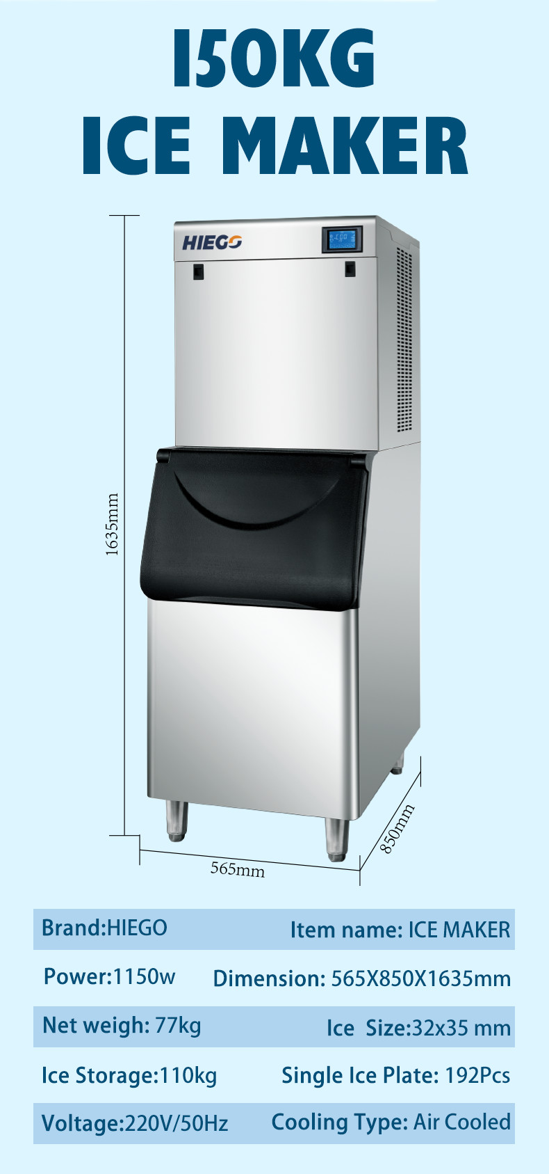 200KG /24H Commercial Crescent Ice Machine Automatic Crescent Ice Maker Machine