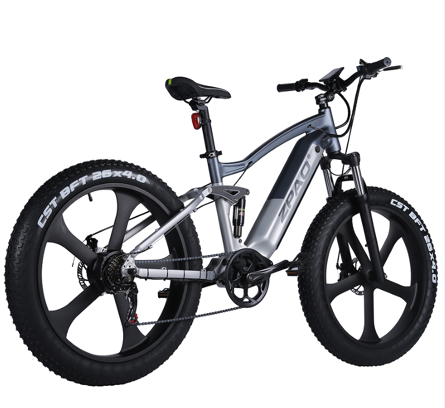 Weldless Frame Electric Fat Tire Bike Full Suspension 750W 26 Inch Fat Tire Electric Bike