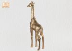 Gold Leaf Fiberglass Giraffe Sculpture Standing Animal Figurines Table Statue