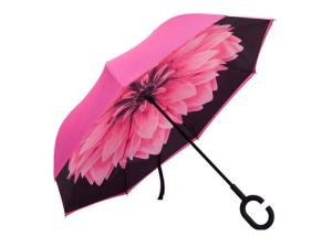 Quality Pink Women Classic C Shaped Handle Umbrella Umbrella For Rain Shine Weather wholesale