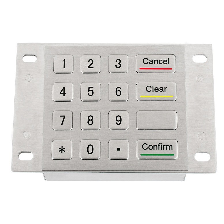 USB interface 16 brushed keys metal keypad for ATM machines