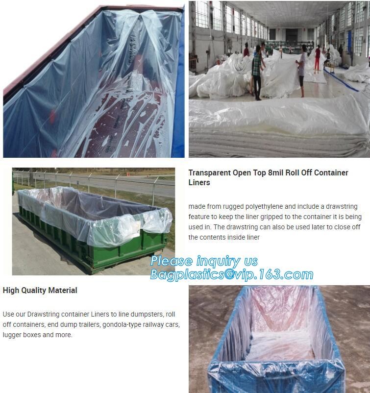 Dumpster 6Mill Open Top Roll Off Drawstring Container Liners,Open Top Drawstring 6 Mil Roll Off Container Liners, BAGEAS