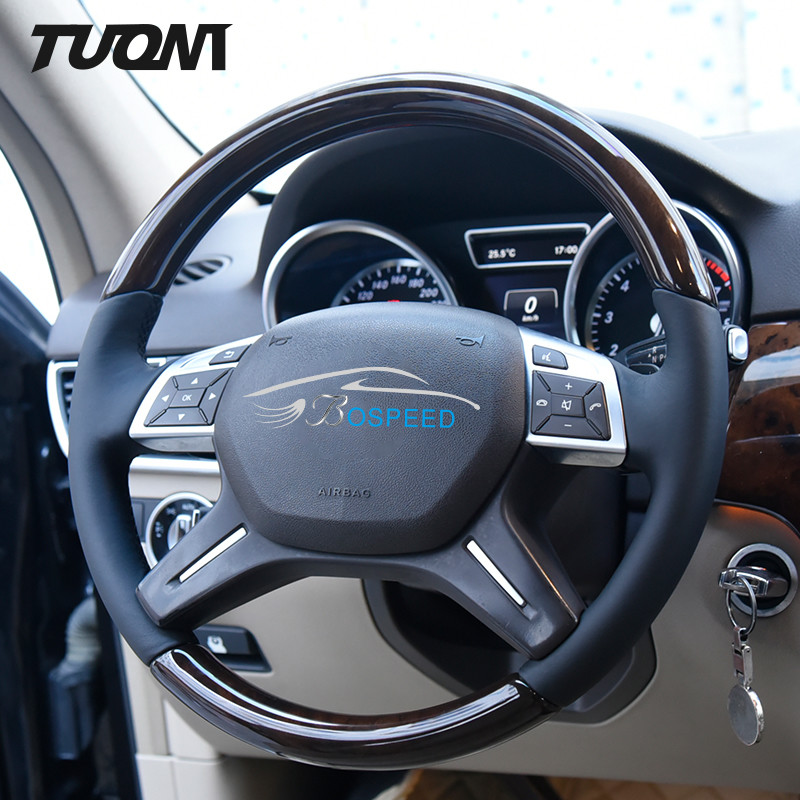 Wooden And Smooth Leather Car Steering Wheel For Mercedes Benz W166