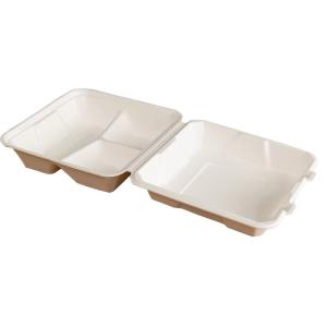 Quality Biodegradable Bagasse Sugarcane Clamshell Food Container 3 Compartment Disposable wholesale