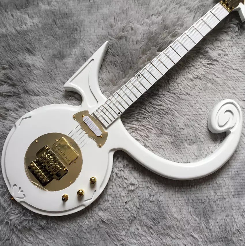Custom Big Prince Arrow Inlay Gold Hardware Electric Guitar in White