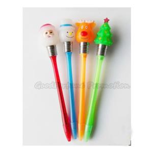 Quality Promotional printed logo led light christmas tree deer snowman ballpoint pen gifts wholesale