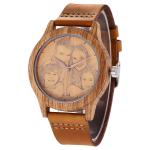 Classic Three Pin Leather Band 250mm Wooden Wrist Watch