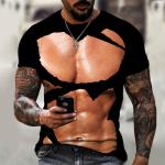 Muscle Men T Shirt Abs 3D Printing Personality Short Sleeve Summer Top