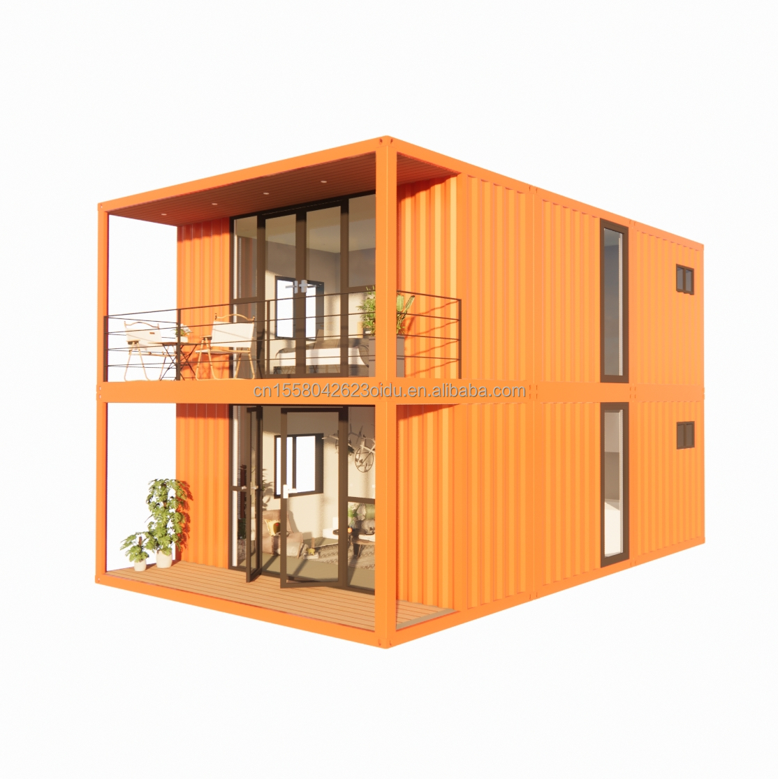 Customizable Double-Story Container House for Seaside Vacation Fireproof Prefabricated Forest Villa Resort Sizes 20ft 40ft