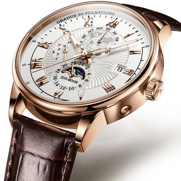 Cheap Business Professional Three Eye Mechanical Quartz Wrist Watches For Executives for sale