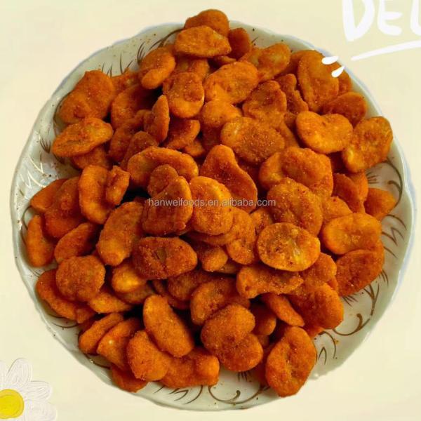 Cheap Spicy Flavor Fava Bean Snack Chili Coated Broad Bean Chips 5kg for sale