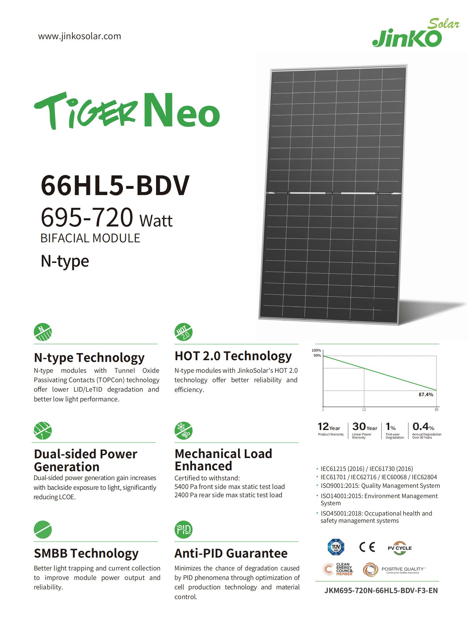Promotion 550W Bifacial N Type Mono Solar Panel for Photovoltaic System