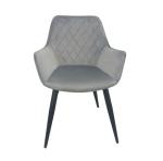 Velvet Blue Upholstered Dining Chairs With Black Metal Legs