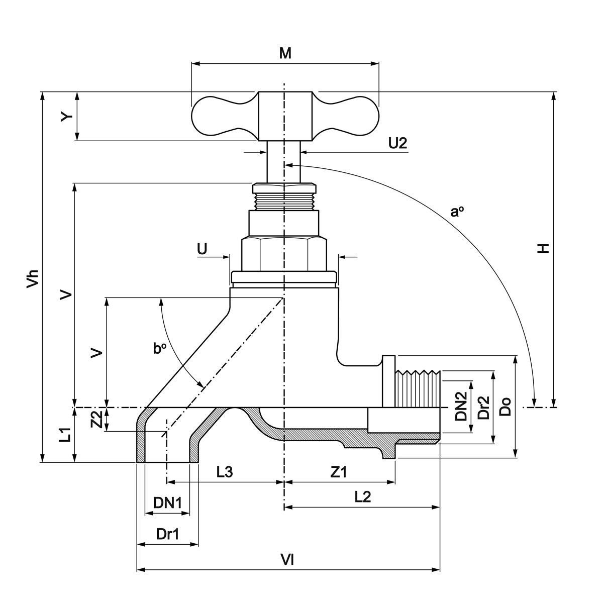 T Handle Pipeline Taps Brass Bibtaps Without Nozzel 1/2in Male Thread Brass Bib Taps