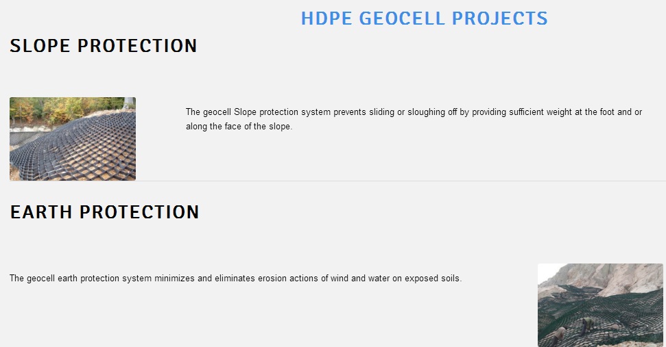 Hdpe Geocell for Erosion control and Slope protection