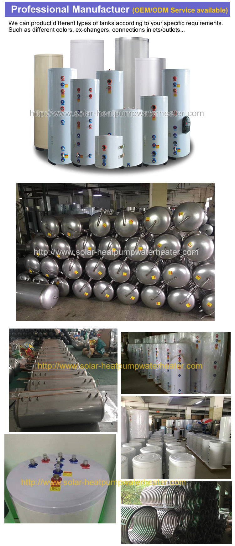 Stainless Steel Material Pressurised Hot Water Tank 100 - 500 L Capacity