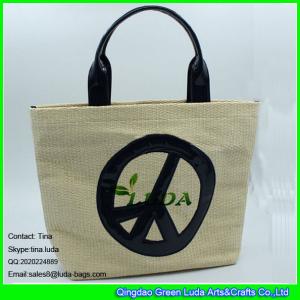 Quality LUDA summer fashion 2016 straw bag black logo decoration straw tote bag wholesale