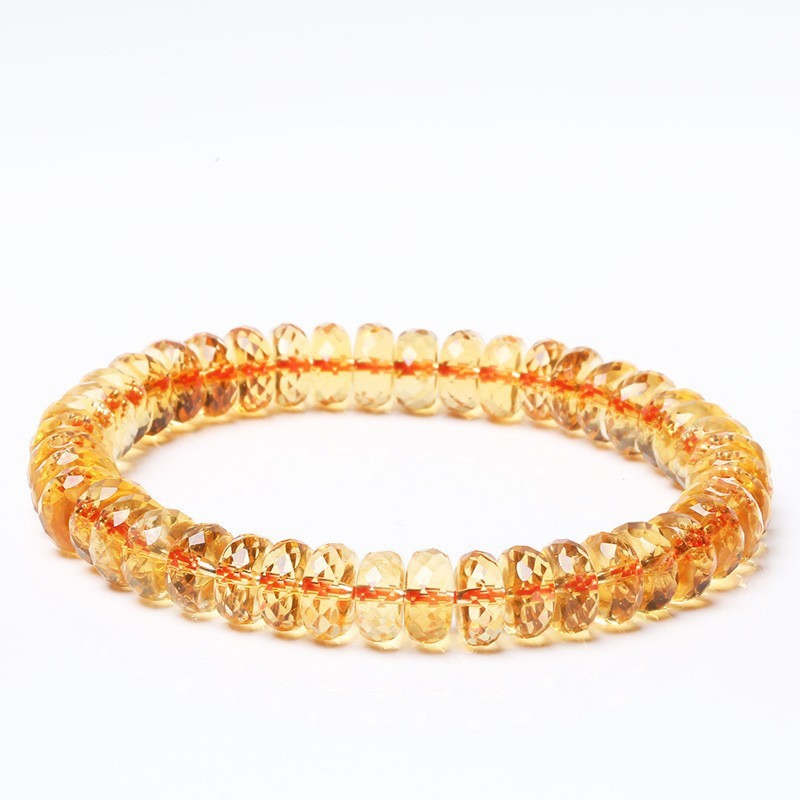 Natural Brazilian Yellow Crystal Bracelet Cut Faceted Faceted Polished Bracelet Men And Women Ring Grade Deep Orange
