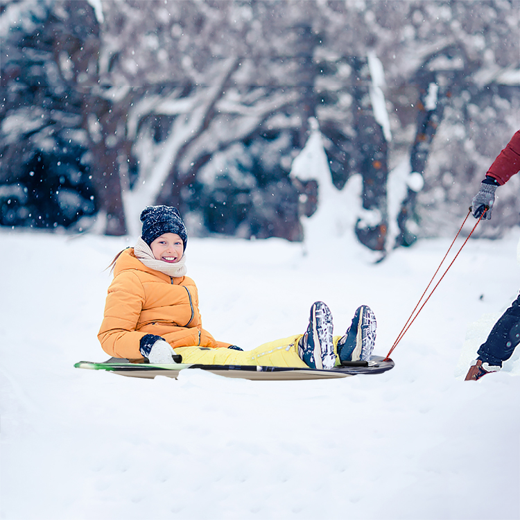 EPS Core Snow Sleds for Adult Winter Skiing Plastic Snowboard With Handle Pull Rope
